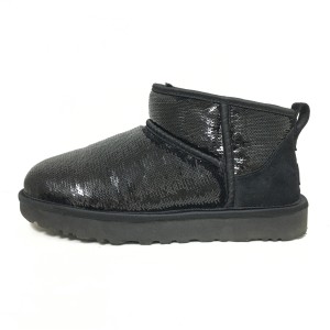 アグ UGG ショートブーツ 25 レディース - 1151616 黒 スパンコール×ムートン【中古】20240509