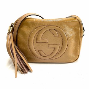 グッチ GUCCI ショルダーバッグ レディース ソーホー 308364 ピンクベージュ タッセル エナメル（レザー）【中古】20240429