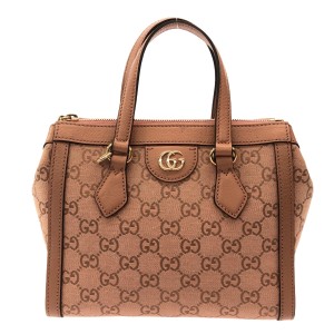 グッチ GUCCI ハンドバッグ レディース GG柄 547551 ピンクベージュ ジャガード×レザー【中古】20240523