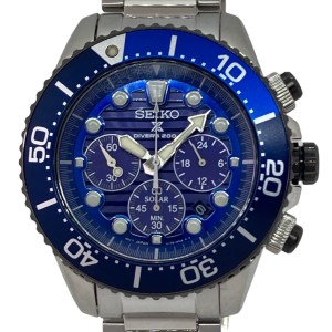 セイコー SEIKO 腕時計 美品 エアダイバーズ200 V175-0AD0 メンズ クロノグラフ ダークネイビー【中古】20240504