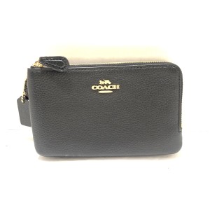 コーチ COACH リストレット レディース 美品 ダブルコーナー ジップ リストレット 6649 黒 ダブルジップ レザー【中古】20240516