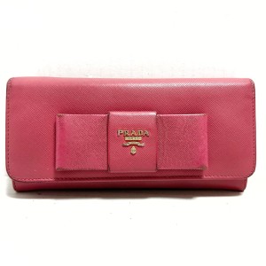 プラダ PRADA 長財布 レディース - ピンク レザー【中古】20240511