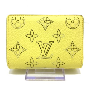 ルイヴィトン LOUIS VUITTON 2つ折り財布 マヒナ レディース 美品 ポルトフォイユクレア M82502 ジョーヌ【中古】20240504