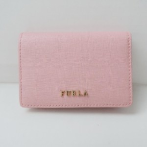 フルラ FURLA 名刺入れ レディース 美品 - ピンク×ゴールド レザー【中古】20240521