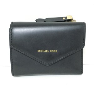 マイケルコース MICHAEL KORS 3つ折り財布 レディース - 32S8GZLD5L 黒 レザー【中古】20240509