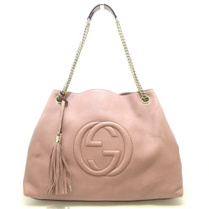 グッチ GUCCI ショルダーバッグ レディース 美品 ソーホー 310306 ピンク チェーンショルダー レザー【中古】20240515