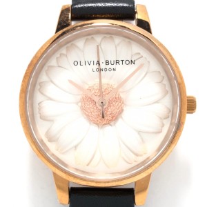 オリビアバートン Olivia Burton 腕時計 - レディース フラワー(花) ピンクゴールド×白【中古】20240510