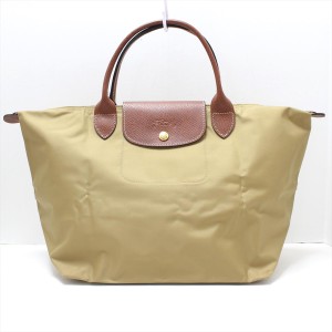 ロンシャン LONGCHAMP ハンドバッグ レディース 美品 ル・プリアージュオリジナル ベージュ×ブラウン ナイロン×レザー【中古】20240514