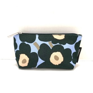 マリメッコ marimekko ポーチ レディース 美品 - ライトブルー×ダークグリーン×カーキ ウニッコ キャンバス【中古】20240519