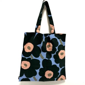 マリメッコ marimekko トートバッグ レディース 美品 - ダークグリーン×ライトブルー×ベージュ ウニッコ コットン【中古】20240521