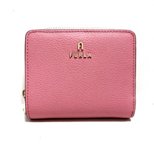 フルラ FURLA 2つ折り財布 レディース 新品同様 カメリア WP00177 AX0732 ピンク ラウンドファスナー レザー【中古】20240518