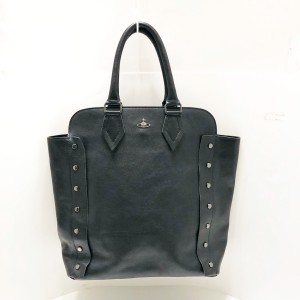 ヴィヴィアンウエストウッド VivienneWestwood トートバッグ レディース - 黒 スタッズ/オーブ レザー【中古】20240518