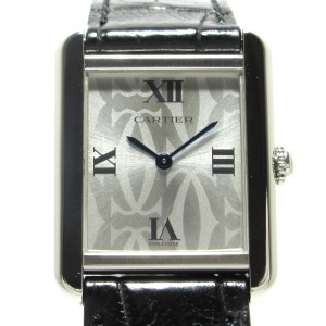 カルティエ Cartier 腕時計 美品 タンクソロSM W1019555 レディース 2006年クリスマス限定/社外ベルト シルバー【中古】20240427