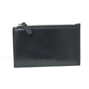 バレンシアガ BALENCIAGA コインケース レディース 美品 エッセンシャル レザー カードホルダー 664044 黒 レザー【中古】20240511