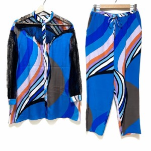 エミリオプッチ EMILIO PUCCI レディースパンツセットアップ レディース - ブルー×黒×マルチ レース/シースルー【中古】20240525