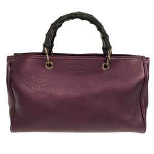 グッチ GUCCI トートバッグ レディース バンブーショッパー 323660 パープル レザー【中古】20240606