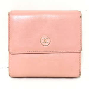 シャネル CHANEL 3つ折り財布 レディース ココボタン ピンク レザー【中古】20240520