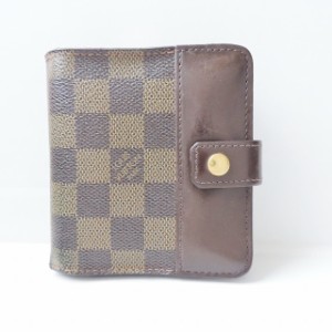 ルイヴィトン LOUIS VUITTON 2つ折り財布 ダミエ レディース コンパクトジップ N61668 エベヌ ダミエキャンバス【中古】20240521