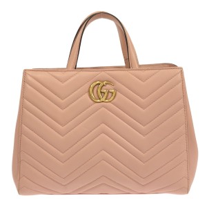 グッチ GUCCI トートバッグ レディース GGマーモント 448054 ライトピンク レザー【中古】20240607