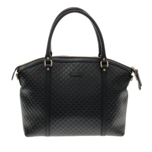 グッチ GUCCI ハンドバッグ レディース マイクログッチシマ 449657 黒 レザー【中古】20240607