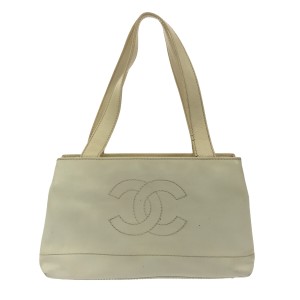 シャネル CHANEL トートバッグ レディース - 白 キャビアスキン【中古】20240607