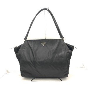 プラダ PRADA ショルダーバッグ レディース - 黒 ナイロン×レザー【中古】20240602