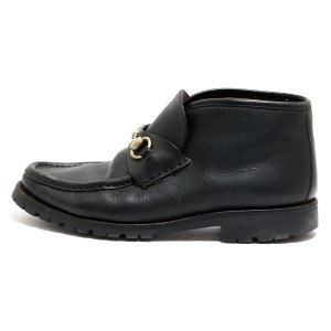 グッチ GUCCI ショートブーツ 8 1/2 D メンズ - 0067114 黒 ホースビット/チャッカブーツ レザー【中古】20240521