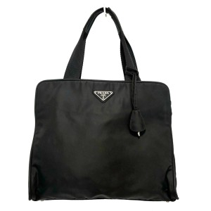 プラダ PRADA ハンドバッグ レディース - 黒 ナイロン×レザー【中古】20240601