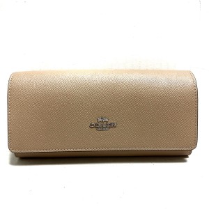 コーチ COACH 長財布 レディース 新品同様 - 58307 ベージュ レザー【中古】20240526