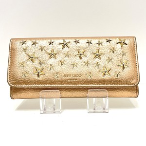 ジミーチュウ JIMMY CHOO 長財布 レディース ニノ ピンクゴールド スタッズ/スター(星) レザー【中古】20240520