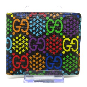 グッチ GUCCI 2つ折り財布 レディース GGサイケデリック 601092 黒×マルチ PVC(塩化ビニール)【中古】20240514