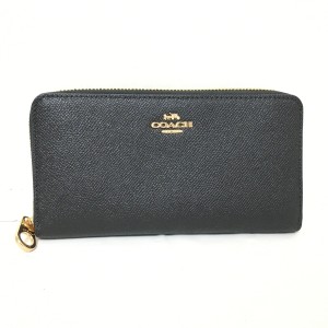 コーチ COACH 長財布 レディース - C3441 黒 ラウンドファスナー レザー【中古】20240522