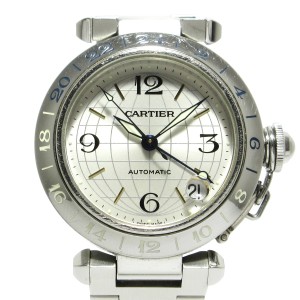 カルティエ Cartier 腕時計 パシャCメリディアンGMT W31029M7 ボーイズ SS シルバー【中古】20240524