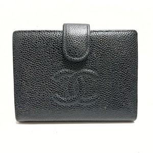 シャネル CHANEL 2つ折り財布 レディース - A13497 黒 ゴールド金具 キャビアスキン【中古】20240607