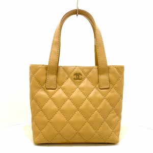 シャネル CHANEL トートバッグ レディース マトラッセ ベージュ マットゴールド金具 レザー【中古】20240415