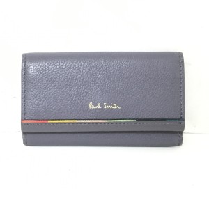 ポールスミス PaulSmith キーケース レディース - ダークグレー×レッド×マルチ 4連フック レザー【中古】20240521