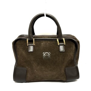 ロエベ LOEWE ハンドバッグ レディース アマソナ28 ダークブラウン スエード×レザー【中古】20240605