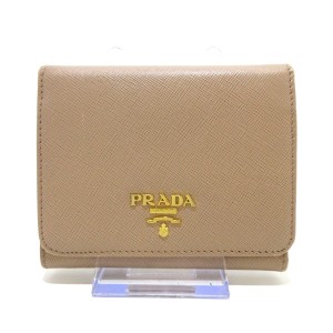 プラダ PRADA 3つ折り財布 レディース - 1M0176 ベージュ サフィアーノメタル(レザー)【中古】20240514