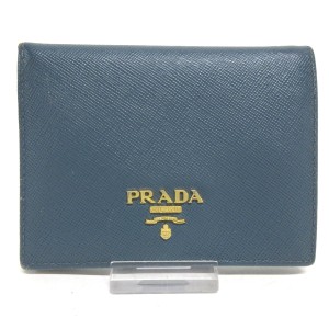 プラダ PRADA 2つ折り財布 レディース - ブルーグレー サフィアーノレザー【中古】20240514