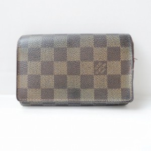 ルイヴィトン LOUIS VUITTON 2つ折り財布 ダミエ レディース ポルトフォイユトレゾール N61736 エベヌ ダミエキャンバス【中古】20240528