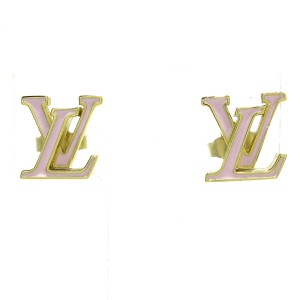 ルイヴィトン LOUIS VUITTON ピアス レディース LV アイコニック M01136 メタル×エナメル ゴールド×ピンク【中古】20240522