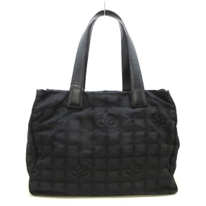 シャネル CHANEL トートバッグ レディース ニュートラベルライントートMM 黒 ナイロン×レザー【中古】20240527