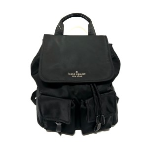 ケイトスペード Kate spade リュックサック レディース 美品 カーリー フラップ バックパック WKR00122 黒 ナイロン【中古】20240610