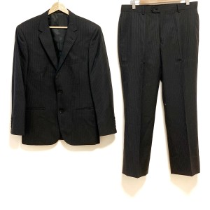 メンズティノラス MEN'S TENORAS シングルスーツ メンズ - 黒×ダークグレー ストライプ/ベスト付き【中古】20240530