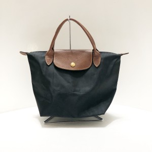 ロンシャン LONGCHAMP ハンドバッグ レディース ル・プリアージュオリジナル 黒×ブラウン 折りたたみ ナイロン×レザー【中古】20240530