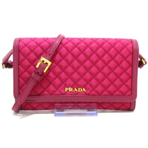 プラダ PRADA 財布 レディース 美品 - 1M1437 イビスコ(ピンク) ショルダーウォレット/キルティング【中古】20240522