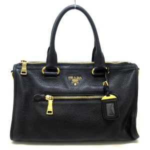 プラダ PRADA ハンドバッグ レディース トライアングルロゴ BL0805 黒 ヴィッテロダイノ(レザー)【中古】20240528