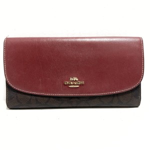 コーチ COACH 長財布 レディース ラグジュアリー シグネチャー PVC チェックブック ウォレット F57319【中古】20240526