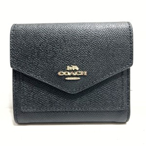 コーチ COACH 3つ折り財布 レディース - 58298 黒 レザー【中古】20240609