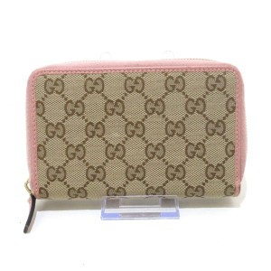 グッチ GUCCI 長財布 レディース GG柄 420113 ベージュ×ピンク ジャガード×レザー【中古】20240530